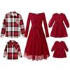 PATPAT Abito per la Famiglia - Maglia + Vestito Principessa, Outfit Mamma-Figlia, papà-Figlio, Abito Lungo per Mamma e Camicia per papà, per fotoshooting, Viaggi, Feste,Matrimoni - Autunno/Inverno
