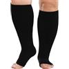 LOFIR Calze a Compressione per Uomo e Donna: Calze a Medico Compressione Graduata 20-30 mmHg Classe III Calze Elastiche Contenitivo Punta Aperta Polpaccio Spessi al Ginocchio Taglia Grande Nero 1 Paia