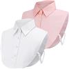 PHOGARY 2 Pezzi Colletto Staccabile Donna Camicia, Mezza Camicetta Falso Decorativo Joker Cotone Polsino Collo Dickey Risvolto Falso da Donna (Rosa e Bianco)