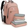 G4Free Zaino da viaggio per donna uomo 40l Carry On impermeabile grande 17 pollici zaino per laptop per viaggiare in aereo, Rosa, Large, Zaini da viaggio
