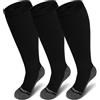 PUTUO Calze Compressione Taglie Forti: Gambaletti Compressione Graduata per Donna Uomo Calzini Calze Contenitive per Gravidanza Aereo Viaggi nero 5XL 3 Paia