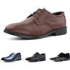 Hitmars Scarpe Stringate Uomo Derby Scarpe Oxford Pelle Verniciata Elegante Scarpe Basse Business Formale Classico HW2-Nero EU39