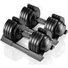 LIFERUN 10kg Manubri regolabili salvaspazio, Set di 2 manubri regolabili con impugnatura antiscivolo, 5 livelli di peso, ideali per casa, ufficio, palestra, allenamento del corpo (2 x 20 kg - Nero)