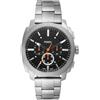 FOSSIL Orologio New Machine da uomo, movimento cronografo al quarzo da 44 mm con cinturino in acciaio inossidabile o in pelle, 44 mm, Tono nero e argento