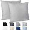 Dreamzie Federe Cuscino Letto 65x65cm - Set da 2 in Microfibra Spazzolata con Cerniera Certificate Oeko-Tex - Federe Cuscini Letto Matrimoniale - Grigio