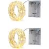 BXROIU 2 x 50 LEDs Stringa Luci a Batteria,Filo d'Argento 5 metri Ghirlanda,3 Modalità di Catena Luminosa per Feste, Matrimoni, Giardino e Decorazione Natalizia (Bianco Caldo, 2 Pezzi 5 metri)