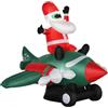 HOMCOM Babbo Natale Gonfiabile su Aereo 160cm con Luci LED Integrate, Decorazione Natalizia da Esterno