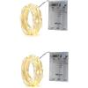 BXROIU 2 x 20 LEDs Stringa Luci a Batteria,Filo d'Argento 2 metri Ghirlanda,3 Modalità di Catena Luminosa per Feste, Matrimoni, Giardino e Decorazione Natalizia (Bianco Caldo, 2 Pezzi 2 metri)