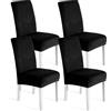 Ystyle Velluto Coprisedie con Schienale 4 Pezzi, Coprisedie Cucina Elasticizzati, Fodere Sedie Universale Soggiorno, Chair Cover Morbido Antimacchia, Moderno Fodere per Sedie, Nero