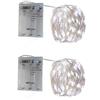 BXROIU 2 x 50 LEDs Stringa Luci a Batteria,Filo d'Argento 5 metri Ghirlanda,3 Modalità di Catena Luminosa per Feste, Matrimoni, Giardino e Decorazione Natalizia (Bianco freddo, 2 Pezzi 5 metri)