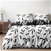 Dreamzie Copripiumino da 3 Pezzi - Copripiumino Matrimoniale 240x260cm, Federe 65x65cm (x2) - Fantasia Floreale Bianco e Nero