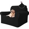 Ystyle Copridivano 1 Posto con Braccioli, Elasticizzato Copri Divano Antigraffio Gatto Cani, Universale Moderno Fodere Copridivani, Elastico Copripoltrona Antimacchia Antiscivolo, Nero