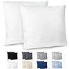 Dreamzie Federe Cuscino Letto 65x65cm - Set da 2 in Microfibra Spazzolata con Cerniera Certificate Oeko-Tex - Federe Cuscini Letto Matrimoniale - Bianco