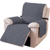 Ystyle Copripoltrona Relax Reclinabile, Reversibile Copri Poltrona Con Braccioli Universale, Copertura Poltrona Elettrica Antigraffio Antimacchia (1 Posto Grande, Grigio Scuro + Grigio Chiaro)