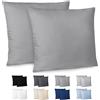 Dreamzie Federe Cuscino Letto 65x65cm - Set da 2 in Microfibra Spazzolata con Cerniera Certificate Oeko-Tex - Federe Cuscini Letto Matrimoniale - Antracite