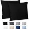 Dreamzie Federe Cuscino Letto 65x65cm - Set da 2 in Microfibra Spazzolata con Cerniera Certificate Oeko-Tex - Federe Cuscini Letto Matrimoniale - Nero