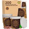 Baciato Caffè 200 Bicchierini in Carta per caffè 65ml ASPORTO PubCUP con COPERCHIO in carta Bicchieri Ecologici Biodegradabili Monouso Piccoli Asporto Bevande Calde + 200 coperchi