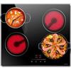 Noxton Piano Cottura Elettrico 4 Fuochi, 6000W Piani Cottura Vetroceramica Incasso, 60cm Piastra Fornello con 9 Funzione Booster Cucina, Tocco Controlli, Timer