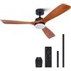 VONLUCE 132 CM Ventilatori da Soffitto con Luci e Telecomando Ventilatore da Soffitto in Legno con 3 Pale Motore DC Reversibile Silenzioso a 6 Velocità per Camera da Letto Soggiorno Studio Patio, Noce