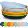 Berglander Piatti in plastica da 23cm 8 colori, riutilizzabili e robusti, set di stoviglie, ciotole per noodles, antipasti, cereali da dessert, senza BPA