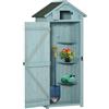 Outsunny Capanno da Giardino Piccolo in Legno, Casetta Porta Attrezzi Salvaspazio con 3 Mensole Rimovibili e Apertura sul Tetto, Tetto in Asfalto Impermeabile e Porta con Blocco, 77x54.2x179cm, Blu