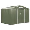 Outsunny Casetta da Giardino 4.9 m² con Fondazione, 4 Prese d'Aria e 2 Porte Scorrevoli, Capanno Porta Attrezzi in Lamiera d'Acciaio, 277x195x192 cm, Verde