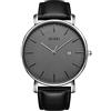 BUREI Uomo Orologio da Polso al Quarzo Classico con Cassa Ultra Sottile Design Minimalista Quadrante Analogico Data Finestra (Nero pistola)