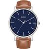 BUREI Uomo Orologio da Polso al Quarzo Classico con Cassa Ultra Sottile Design Minimalista Quadrante Analogico Data Finestra (Marrone Blu)