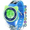 Juboos Orologio Bambina,con Cinturino Stampato e 7 Luci Colorate,Orologio Digitale Impermeabile per Bambini con Orecchie da Gatto per Ragazzo e Ragazza da 4 a 12 Anni (Panda Blu)