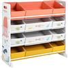SONGMICS Scaffale per Giocattoli, Mobile Cameretta con 12 Contenitori in Tessuto TNT per Giochi e Libri, Organizzatore Giochi per Bambini, Stanza dei Giochi, Multiuso, Bianco GKRS04WT
