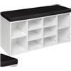 TecTake® Scarpiera Ingresso, Portascarpe con Cuscino, Scarpiera Legno, Panca Scarpiera, Mobile Ingresso, Contenitore Scarpe, Armadio Scarpe, Scarpiera Salvaspazio, 103,5x48x30 cmi - Bianco/Nero