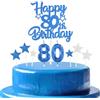 mciskin Set di candele blu reale per 80° compleanno, decorazioni per 80° compleanno da uomo, numero 80 candele blu reale per torta, decorazioni personalizzate per torte con stella per donne e uomini