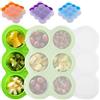 WANGZAIZAI Contenitore in silicone alimenti per, stampi in silicone con coperchio per alimenti, cubetti di ghiaccio, caramelle e cioccolato (verde 9 x 75 ml)