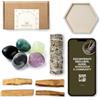 BESOULS Edizione Premium: Rituale di Protezione - 4 Palo Santo Purificazione Negatività, 1 Smudge Salvia Bianca Sciamanica, 5 Pietre Protettive, Bruciatore Artigianale QR Guida Digitale (Protezione)