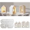 HNLMZ Stampo in silicone per case, 4 stampi in silicone case mini, stampo in silicone case con finestre, forme in silicone per casa DIY, portacandele per artigianato