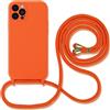 Hadwii Cover con Cordino per iPhone 14 Pro Max, Custodia con Regolabile Collana, Morbido Silicone Case con Laccio Tracolla [Antiurto] [AntiGraffio] Custodia per iPhone 14 Pro Max, Arancia