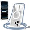 Jrkvniv Magnetica Trasparente Cover per iPhone 17 Pro con Cordino, Compatibile con Magsafe, Ultra Sottile Silicone TPU Antiurto Custodia con Collana Laccio rimovibile per iPhone 17 Pro, Blu