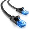 deleyCON 15m Cavo di Rete Piatto CAT6 1000Mbit LAN Gigabit - Cat 6 RJ45 Ethernet Cavo Patch Cavo di Installazione Piatto - per il Pannello Patch del Router Modem dell'Interruttore di Internet - Nero