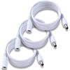 KUOQIY 3 Pezzi 1.5m 5.5x2.1 mm 24V 12V Cavi di Prolunga per Alimentazione DC, DC Cavo Estensione Maschio a Femmina 22AWG, per Telecamera Sicurezza CCTV, DVR, Bianco