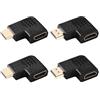 KUOQIY 4 Pezzi Connettore HDMI 90 e 270 Gradi, Adattatore Sinistra e Destra Angolo Maschio a Femmina 3D&4K, Compatibile con PS5, PS4, PS3, TV Stick