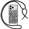 ZhuoFan Custodia con Cordino per iPhone 17 Pro Max 6,9, Trasparente Aesthetic Modello Leopardo Disegni Automne Cover con Collana Nero Antiurto Case Regolabile Cellulare Girocollo per Femmina, 03
