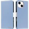 Butnyeoe Cover per iPhone 13 Case,Custodia iPhone 13 Libro,Trama Litchi PU Pelle Protettiva Portafoglio Flip/Folio Wallet Case Con Slot per Schede e Magnetica Supporto,Blu Chiaro