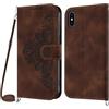 Netany Cover per iPhone XS Max con Cordino, Flip Portafoglio Custodia in Pelle, [2 Porta Carte][Chiusura Magnetica],Custodia Libro Antiurto Cover con Laccio per iPhone XS Max (6,5 Pollici) (Marrone)