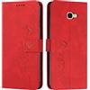 EATCYE Cover per Samsung Galaxy A5 2017 / A520, Flip Libro Libretto Custodia in Pelle PU per Samsung Galaxy A5 2017 / A520 [Protezione Completa] [Slot per Scheda] [Funzione di Supporto] (#Rosso)