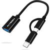 AIYEEN 2-in-1 Adattatore da USB C/Micro a USB, da USB C a USB 3.0, cavo Adattatore da USB ad Android OTG Compatibile con MacBook Pro Android Google Samsung e altro, Nero