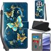 PHINIENLAND Cover per Xiaomi Redmi Note 14 Pro / Note 14 Pro Plus Case PU Pelle Custodia [Kickstand] [Chiusura magnetica] [Slot per Schede], Portafoglio Flip Custodia per Redmi Note 14 Pro,Farfalla verde