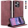 owlhold Cover Xiaomi Redmi 12 4G/5G/ note 12R/ POCO M6 Pro 5G Custodia Magnetica Portafoglio Flip[Antiurtoo][Cavalletto][Carta Fessura] Cover Pelle per Xiaomi Redmi 12 - Vino Rosso