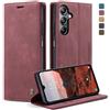owlhold Cover Samsung Galaxy A05S,Cover Samsung Galaxy A05S Magnetica Portafoglio Flip[Antiurtoo][Cavalletto][Carta Fessura] Custodia Pelle per Samsung Galaxy A05S-Vino Rosso