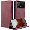 Monweicz Cover Compatibile con Xiaomi Poco X6 Pro 5G, Custodia Portafoglio con Slot per Scheda, Protezione Completa Premium in Pelle PU, Flip Libro Magnetica Xiaomi Poco X6 Pro 5G, Vino Rosso