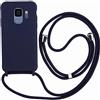 Ququcheng Cover Compatible con Samsung Galaxy S9 Plus,Cellulare Girocollo Custodia con Cordino TPU corda Silicone Case Bumper per Samsung Galaxy S9 Plus Custodia-Blu